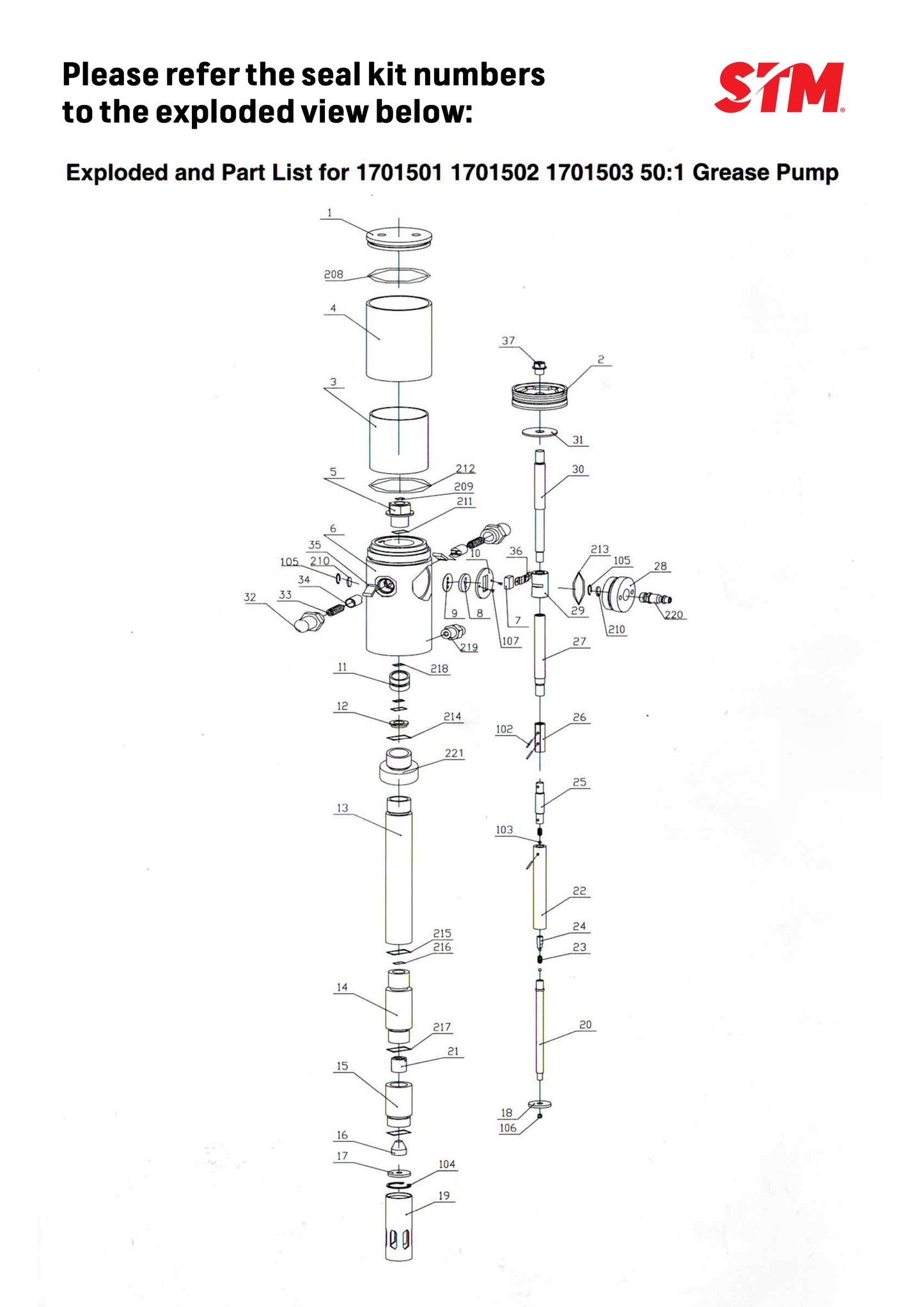 Seal Kit for 50:1 Air Operated Grease Pump Brochure