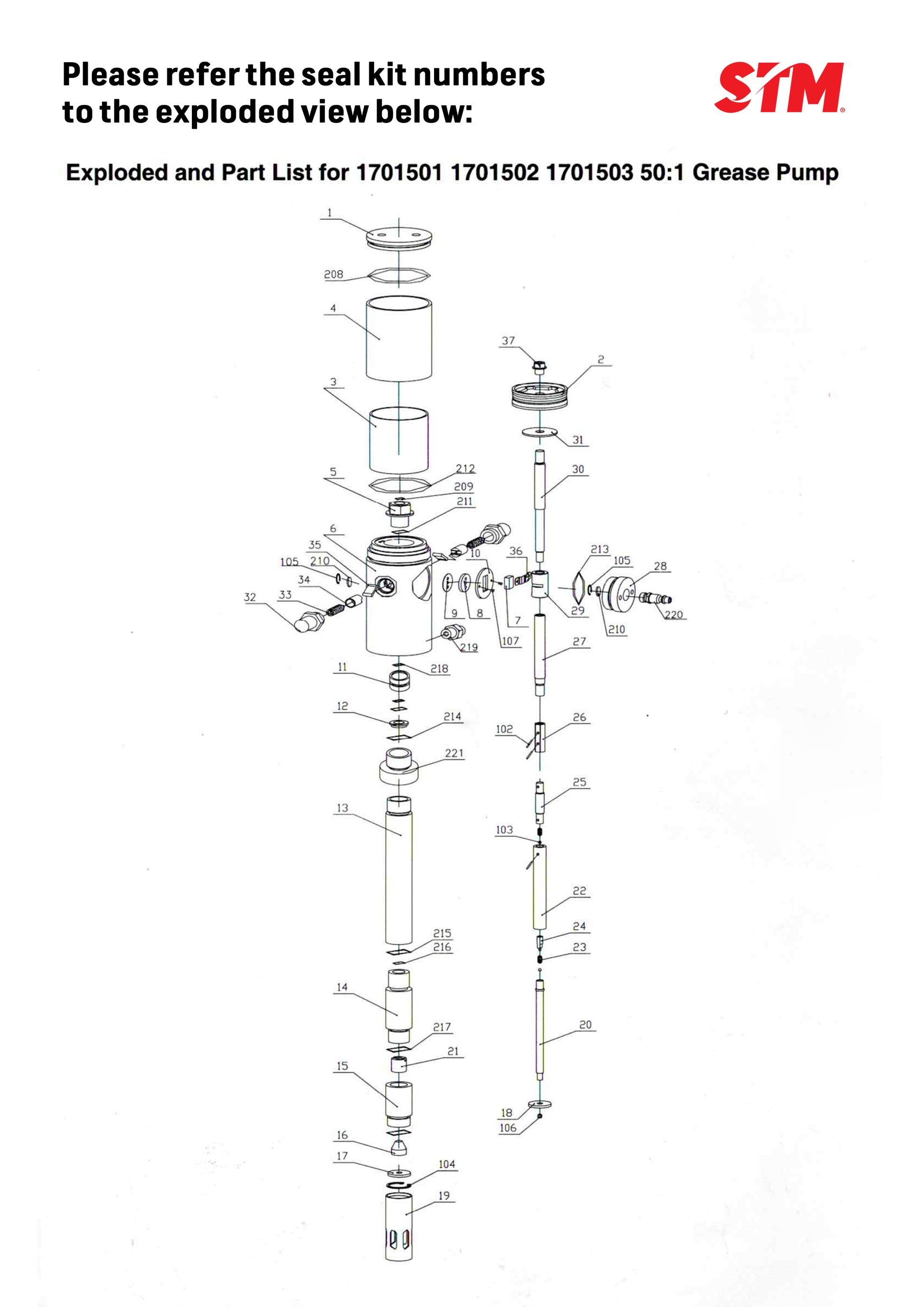 Seal Kit for 50:1 Air Operated Grease Pump Brochure
