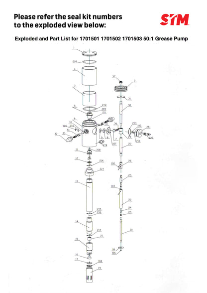 Seal Kit for 50:1 Air Operated Grease Pump Brochure