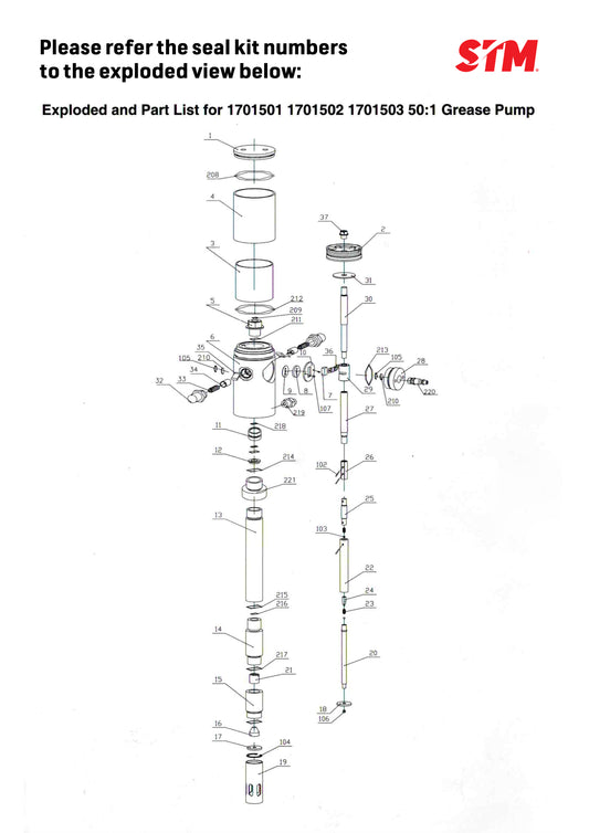 Seal Kit for 50:1 Air Operated Grease Pump Brochure